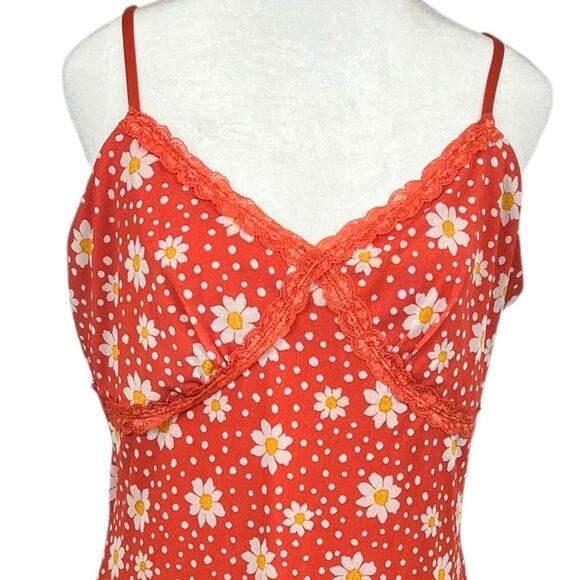No Boundaries Women Juniors Size 19 XXL Slip Sun Mini Dress Salmon with Daisies - Picture 2 of 9